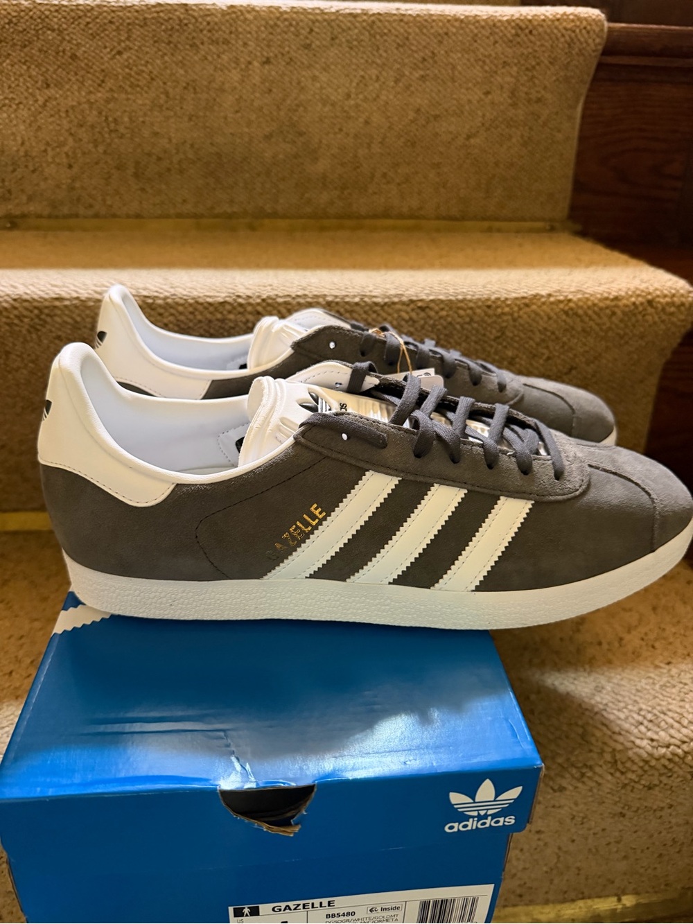 Adidas Men’s Gazelle Suede Sneakers - Grey & White